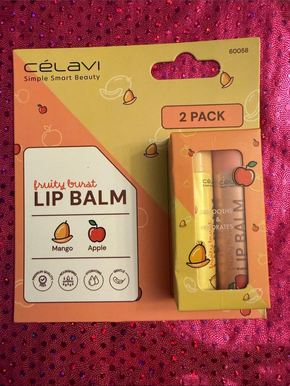 Célavi Fruity Burst Lip Balm Duo - Mango & Apple (Yellow, Peach)
